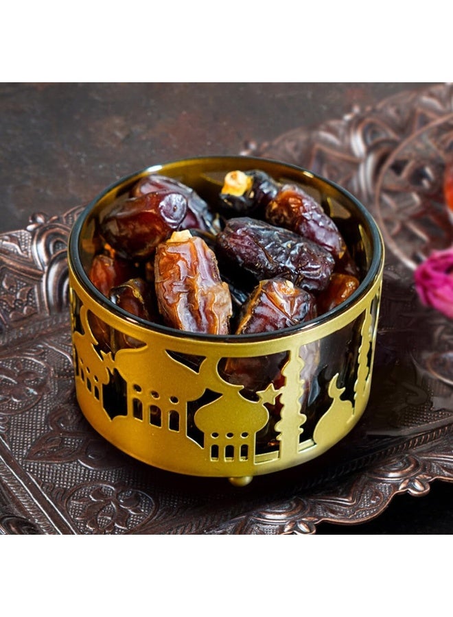 CityRiya-Long Ramadan Dates Tray, Eid Snack Serving Tray, Gold Cookie Boxes, Nuts Candy Snacks Plate for Ramadan, Fruit Tea Serving Trays, Decorative Food Storage Container for Dates, Nuts, Coffee (YB-Candy01L) - Image 3